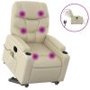 Electric Stand up Massage Recliner Chair Cream Faux Leather