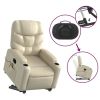 Electric Stand up Massage Recliner Chair Cream Faux Leather