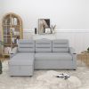MH83.5" Convertible Sleeper Combo Sofa, Convertible Sofa Bed Polyester Pullout Bed with Storage Recliner and Cup Holder for Living Room, Tight Spaces