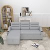 MH83.5" Convertible Sleeper Combo Sofa, Convertible Sofa Bed Polyester Pullout Bed with Storage Recliner and Cup Holder for Living Room, Tight Spaces