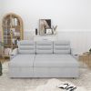 MH83.5" Convertible Sleeper Combo Sofa, Convertible Sofa Bed Polyester Pullout Bed with Storage Recliner and Cup Holder for Living Room, Tight Spaces