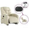 Electric Stand up Massage Recliner Chair Cream Faux Leather