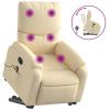 Stand up Massage Recliner Chair Cream Fabric