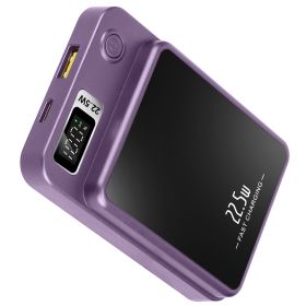 2 In 1 Magnetic Wireless Power Bank 10000mAh PD20W Fast Charger MagSafe Wireless Power Bank Fit for IOS Phones IOS Phone 14 Series And More (Option: Purple)