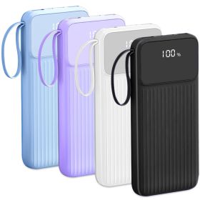 PD22.5W Fast Charger 20000mAh Fast Charging Power Bank Portable Charger with 4 Inbuilt Cables Digital Display Handle Fit For IOSPhone 15/14 Android An (Option: Purple)