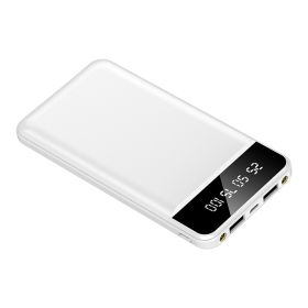10000mAh Power Bank Portable Ultra Slim Charger External Battery Pack with 2 USB Output Ports Charging Cable LED Flashlight Compatible with IOSPhone 1 (Option: White)