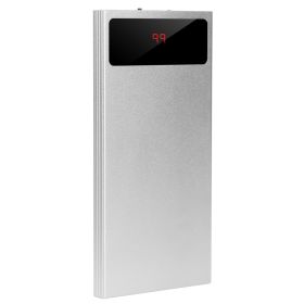 20000mAh Power Bank Ultra-thin External Battery Pack Phone Charger Dual USB Ports Flashlight Battery Remain Display (Option: Silver)